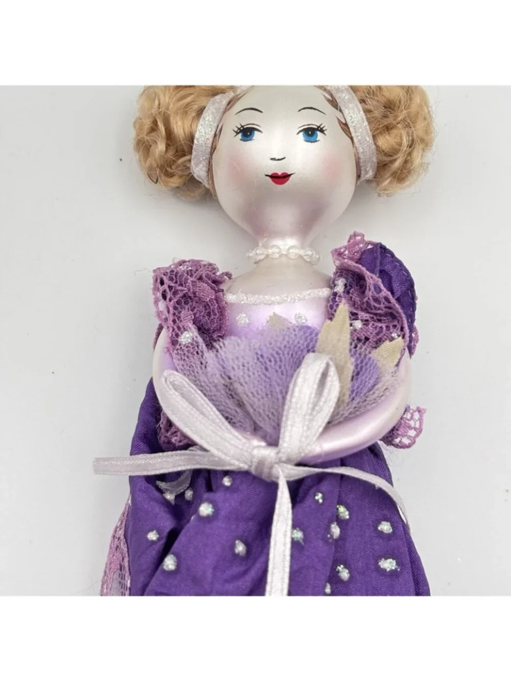 De Carlini Icicle Girl Blown Glass Christmas Ornament Purple Ladies Elegance 6”